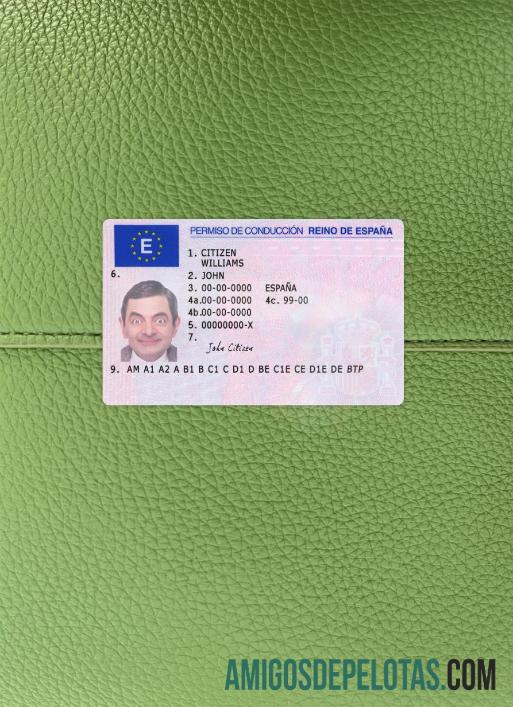 Carteira de motorista espanhola versão 2 fotolook frente exemplo real